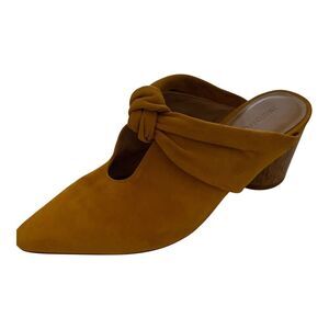 Bernardo Pumps Size 7.5 M US Mustard Yellow Suede Heels Close Toe Slip On Mules